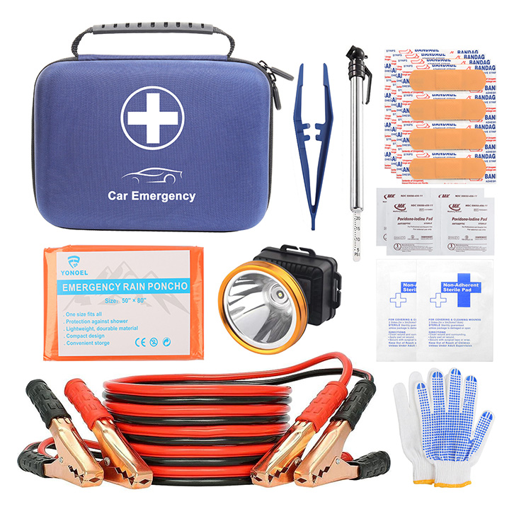 Kit de emergencia para coche de asistencia en carretera Kit de primeros auxilios multifunción para coche