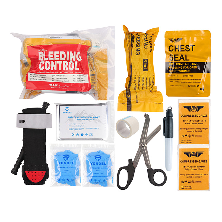 Kit individual de control de sangrado en una bolsa sellada al vacío IFAK con torniquete CAT y vendaje de emergencia