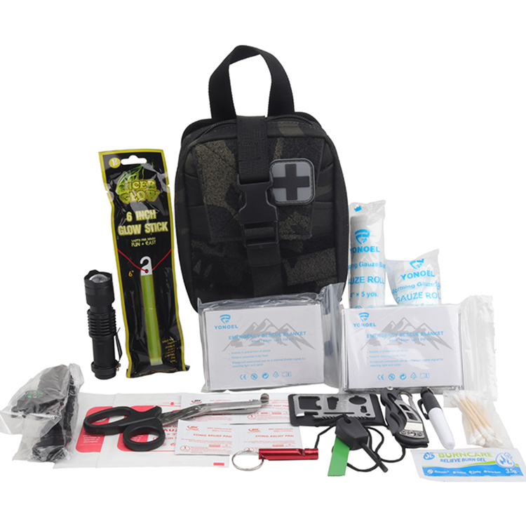 Kit de supervivencia, regalos para hombres, mujeres, adolescentes y niños, equipo y equipo de supervivencia, mini botiquín de primeros auxilios para el hogar del coche, kit de emergencia con sistema Molle para terremotos, aventuras al aire libre, viajes en coche