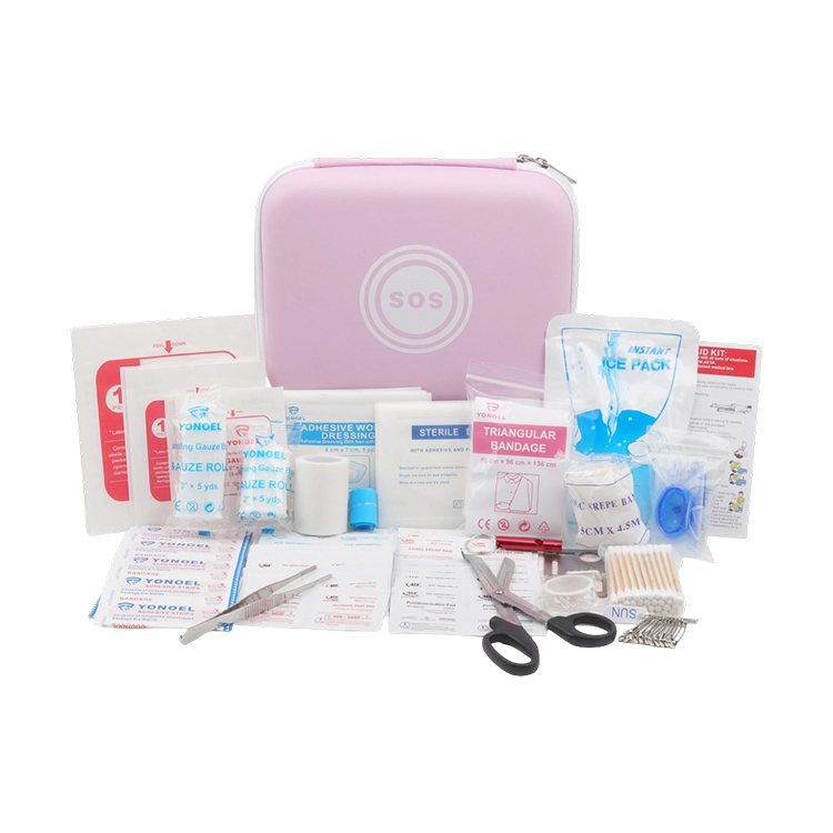 Nuevo estilo rosa botiquín de primeros auxilios EVA Kit impermeable que incluye accesorios médicos para bolsas de cuidado de mujeres, bolsas de maquillaje