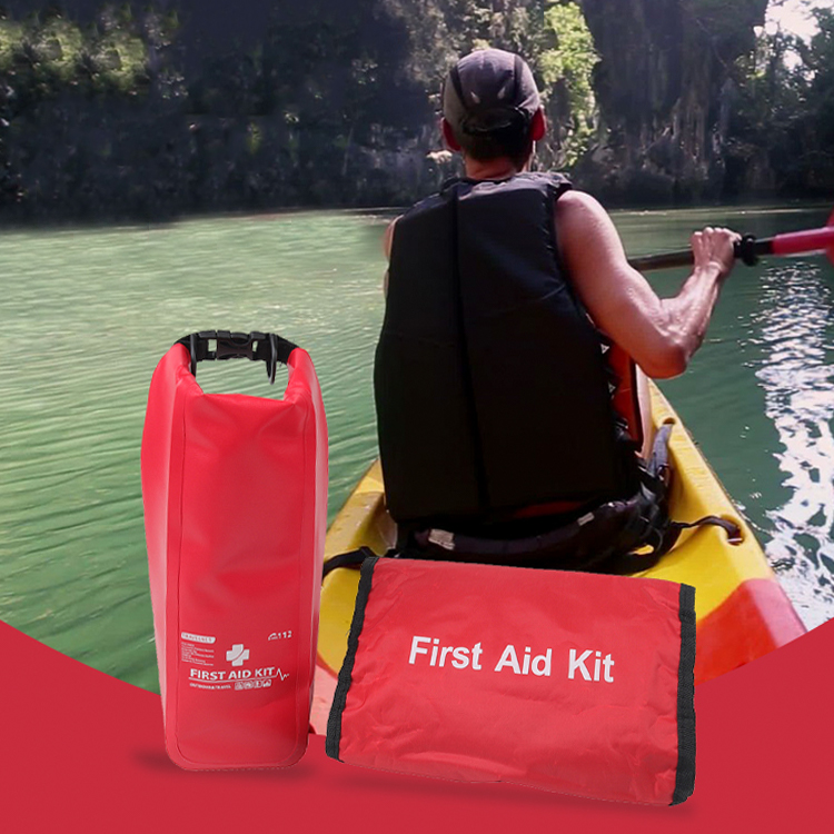 Botiquín de primeros auxilios a prueba de agua, botiquín de emergencia para barco con tapa enrollable y contenido impermeable para pesca, kayak, canotaje, natación, Camping