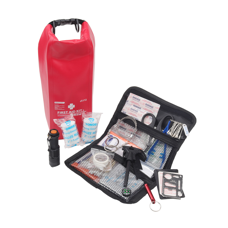 Kit de primeros auxilios a prueba de agua, bolsa seca portátil, Kit de supervivencia de emergencia multifuncional para exteriores, para mochilero, senderismo, pesca, Camping