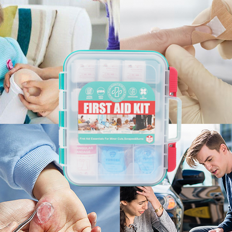 Botiquín de primeros auxilios impermeable de 358 piezas, botiquín de primeros auxilios de supervivencia de emergencia multiusos montado en la pared para exteriores, hogar, escuela y oficina