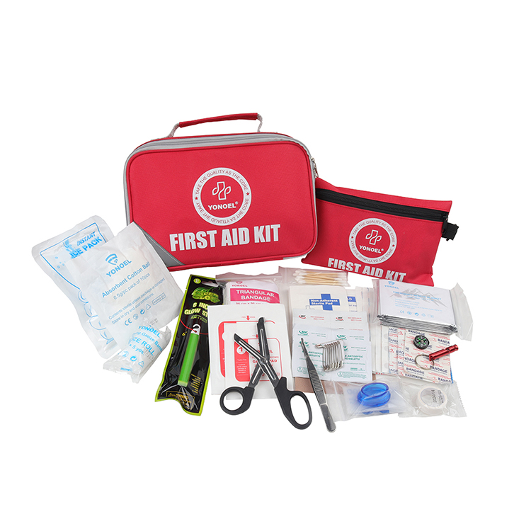 Kit de primeros auxilios para vehículo de viaje, kit de ayuda para acampar al aire libre, color rojo, aprobado por la CE, 258 piezas