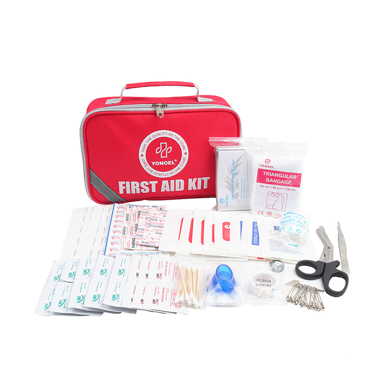 Kit de primeros auxilios para vehículo de viaje, kit de ayuda para acampar al aire libre, color rojo, aprobado por la CE, 258 piezas