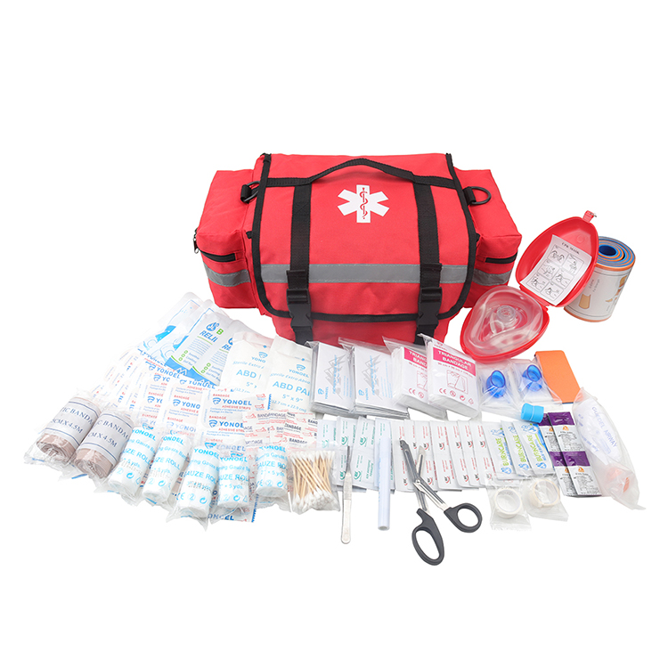 Kit de traumatismo EMT/EMS profesional completamente equipado para primeros auxilios | Aprobado por HSA/FSA | Bolsa reflectante con 8 bolsillos y compartimentos con cremallera y más de 200 suministros de primeros auxilios - Naranja