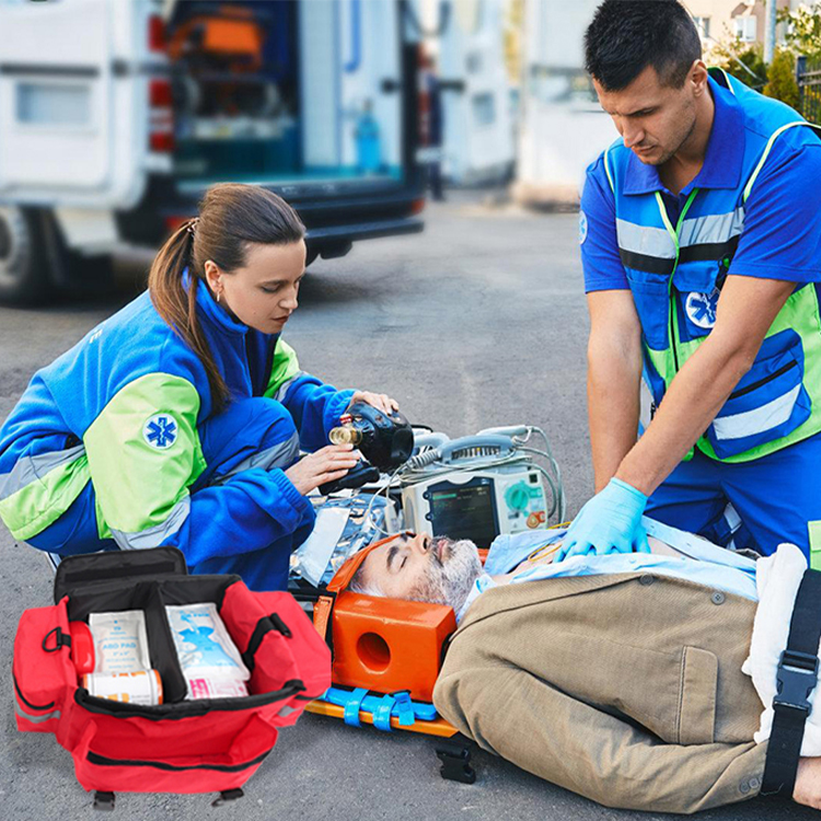 Kit de traumatismo EMT/EMS profesional completamente equipado para primeros auxilios | Aprobado por HSA/FSA | Bolsa reflectante con 8 bolsillos y compartimentos con cremallera y más de 200 suministros de primeros auxilios - Naranja