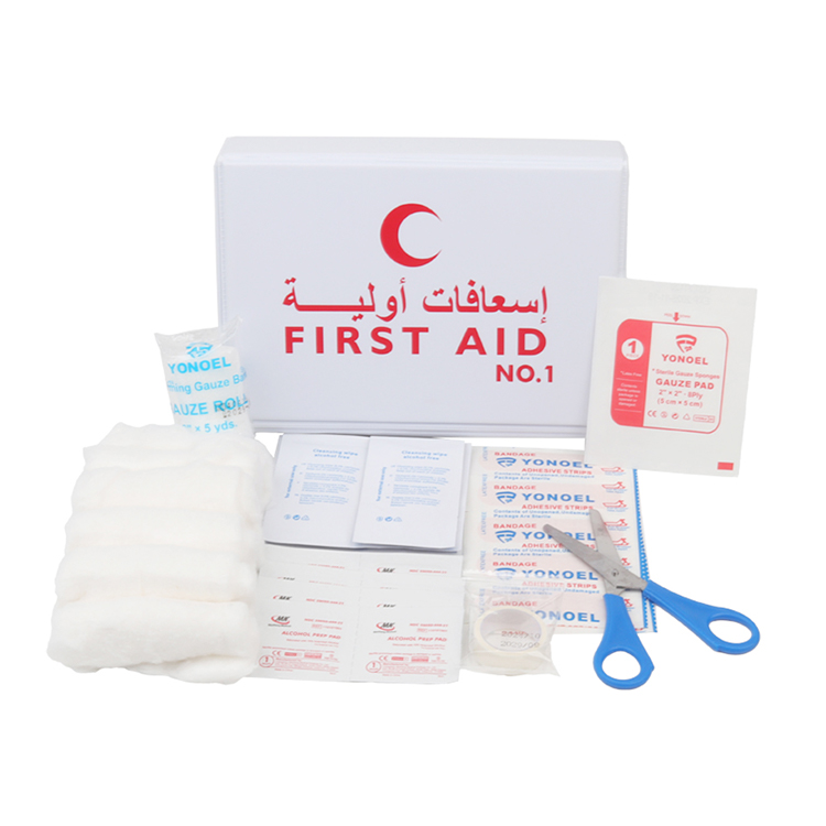 Caja de primeros auxilios de cuero portátil de 26 piezas, kit de emergencia médica de potencia manual para automóviles, hogar y oficina